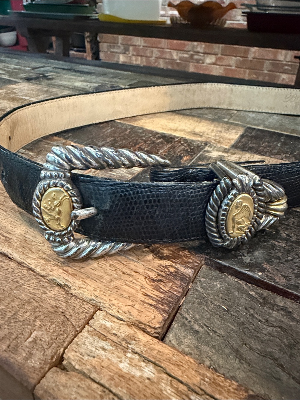 Brighton Museum Collection 1995 Leather Belt, Repro Coin Accent Size S, Preloved